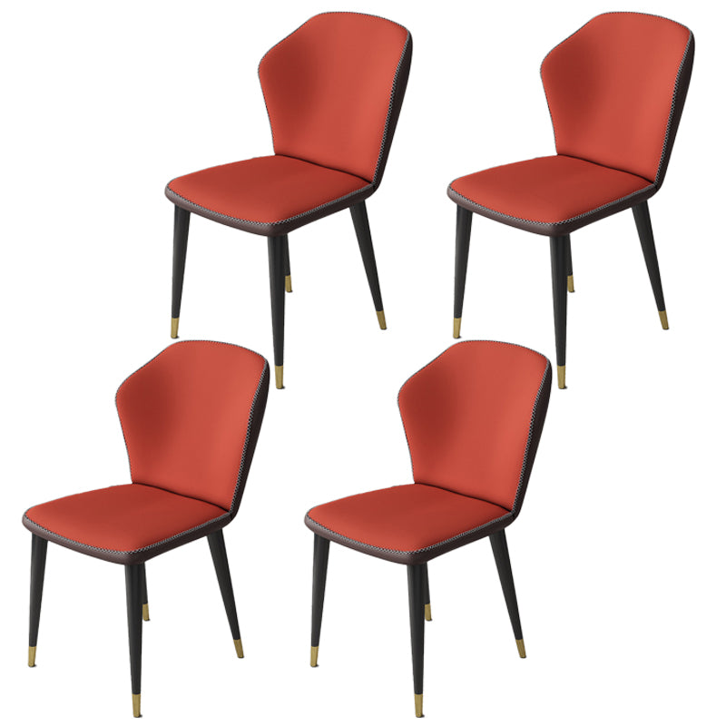 Sillas laterales Wingback Parsons de estilo minimalista, sillas de comedor de cuero para cocina (juego de 4)