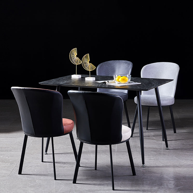 Sillas de comedor tapizadas sin brazos estilo moderno Silla de comedor con respaldo macizo (juego de 2)