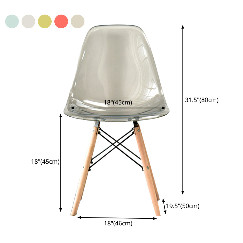 Moderne stijl Plastic Dining Armless stoel Solid Back Dining zijstoelen voor thuisgebruik