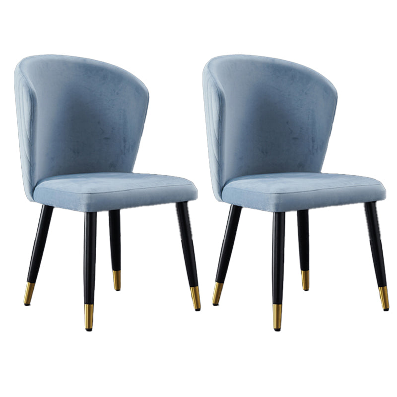 Chaises de salle à manger en bois Glam Chaises sans accoudoirs en velours pour un usage domestique (Ensemble de 2)