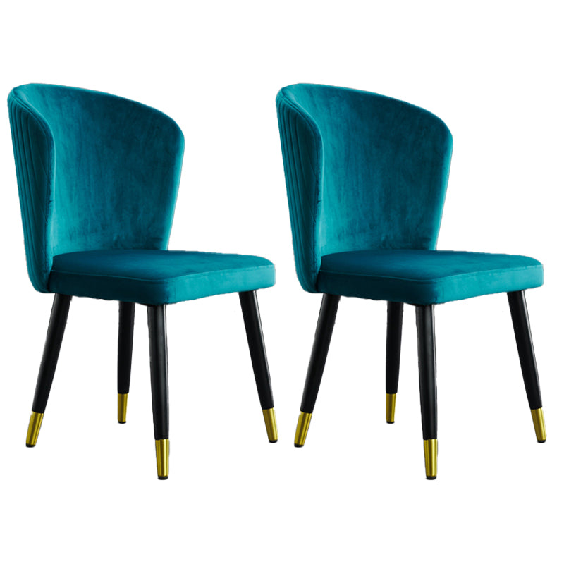Chaises de salle à manger en bois Glam Chaises sans accoudoirs en velours pour un usage domestique (Ensemble de 2)