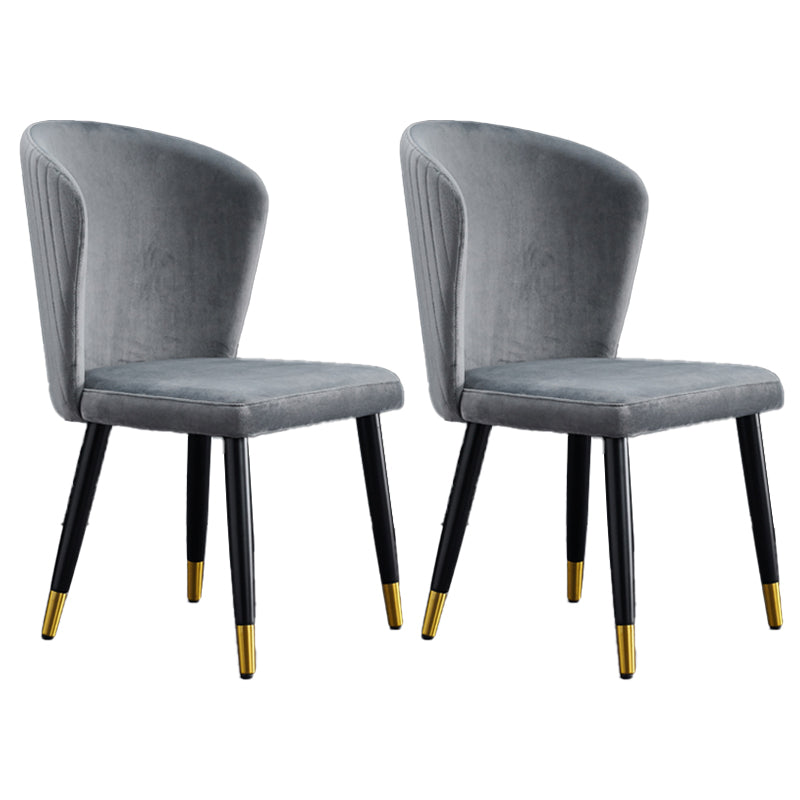 Chaises de salle à manger en bois Glam Chaises sans accoudoirs en velours pour un usage domestique (Ensemble de 2)