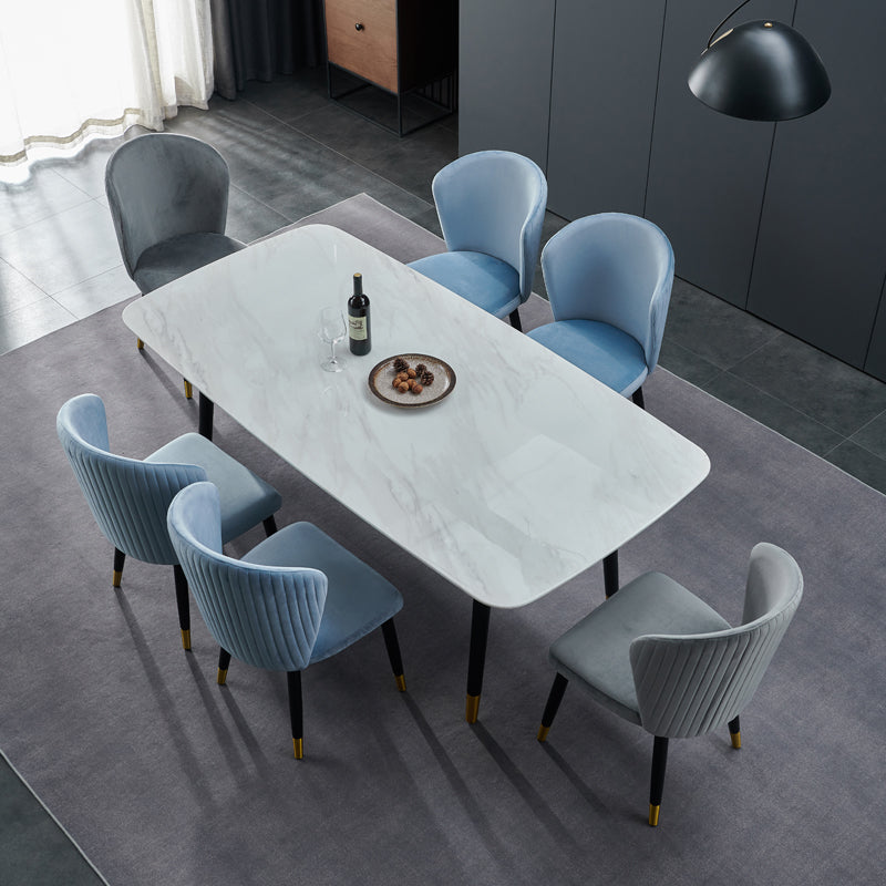 Sillas de comedor de madera Glam, sillas de comedor de terciopelo sin brazos para uso doméstico (juego de 2)