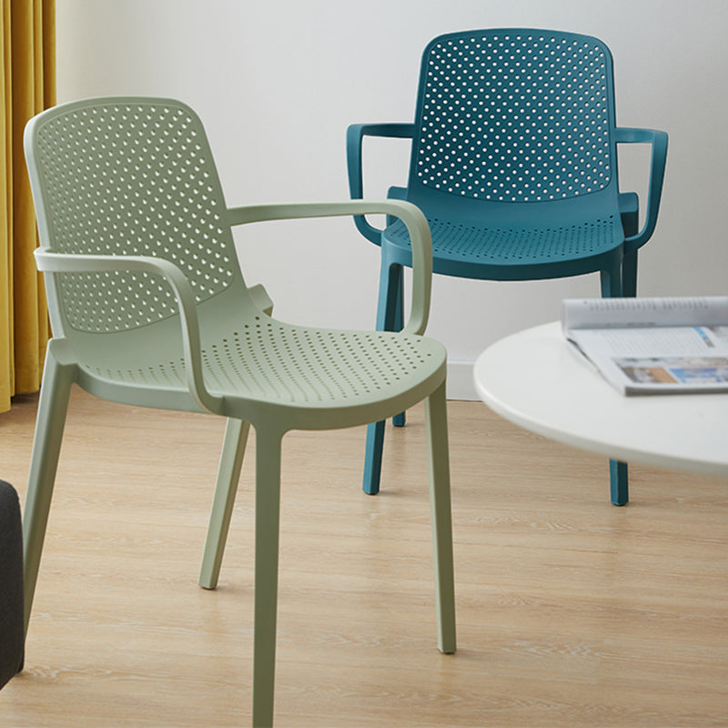 Sillas de comedor de plástico de estilo moderno, sillas apilables con respaldo sólido