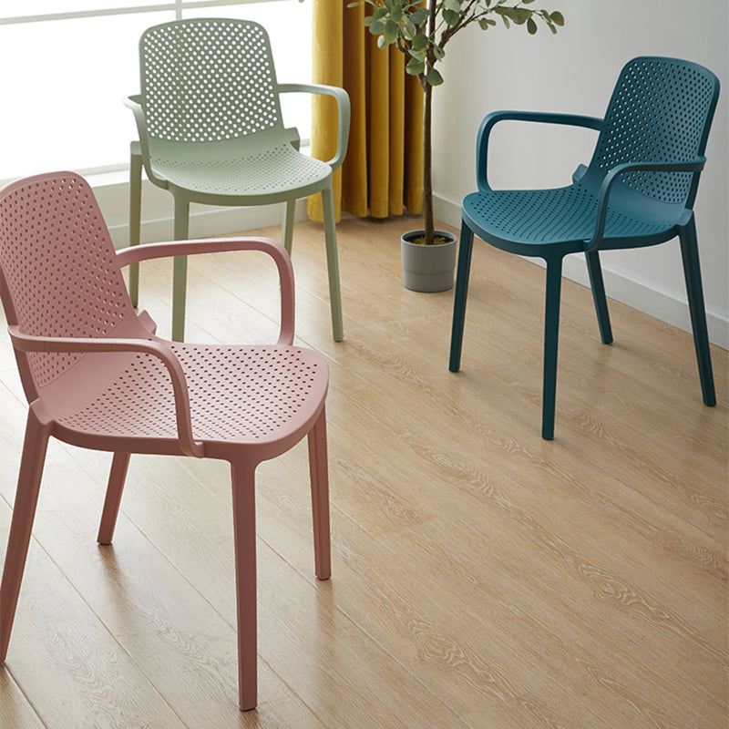 Sillas de comedor de plástico de estilo moderno, sillas apilables con respaldo sólido