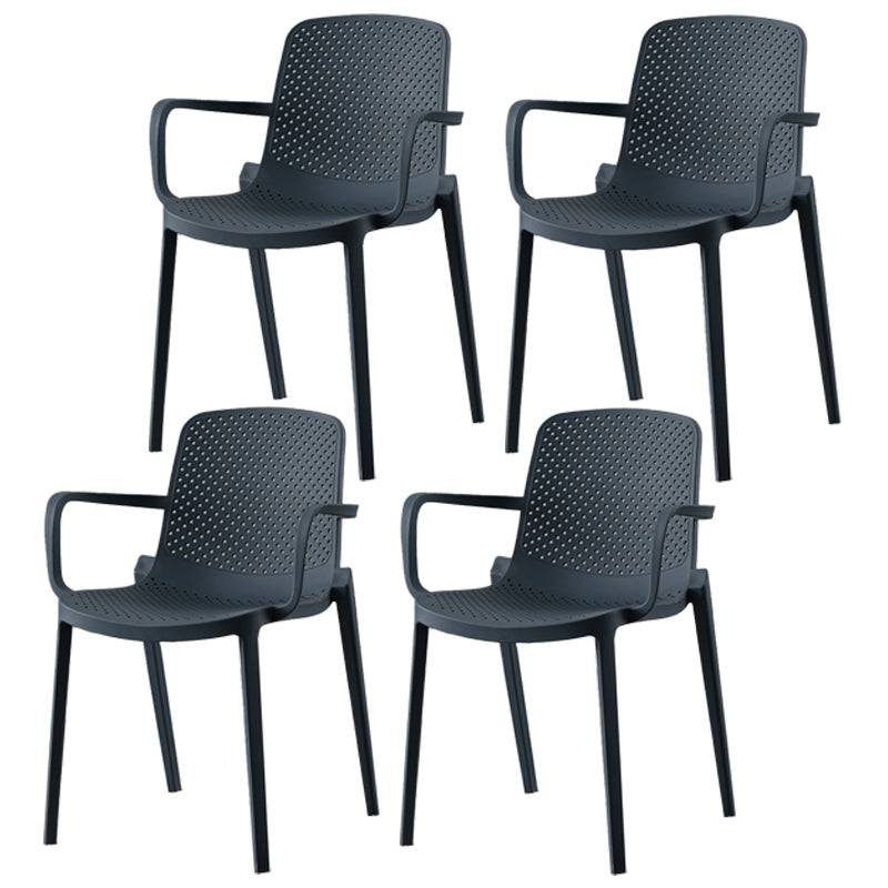 Sillas de comedor de plástico de estilo moderno, sillas apilables con respaldo sólido