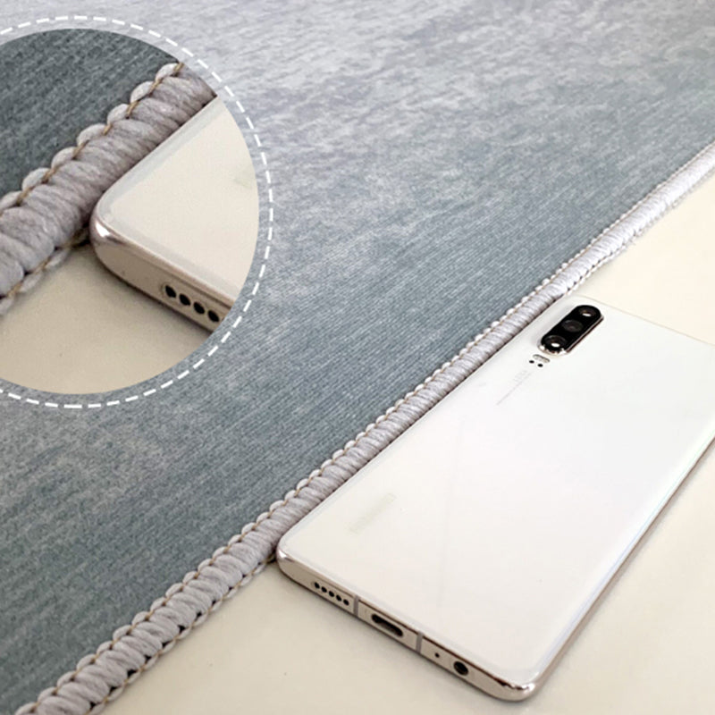 Blue Living Room Rug Geometric Print Polyester Area Rug Non-Slip Backing Area Carpet