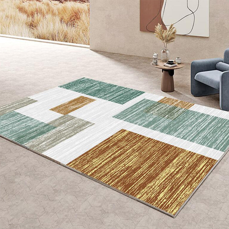 Light Navy Modern Rug Polyester Graphic Indoor Rug Non-Slip Backing Rug for Home Decor