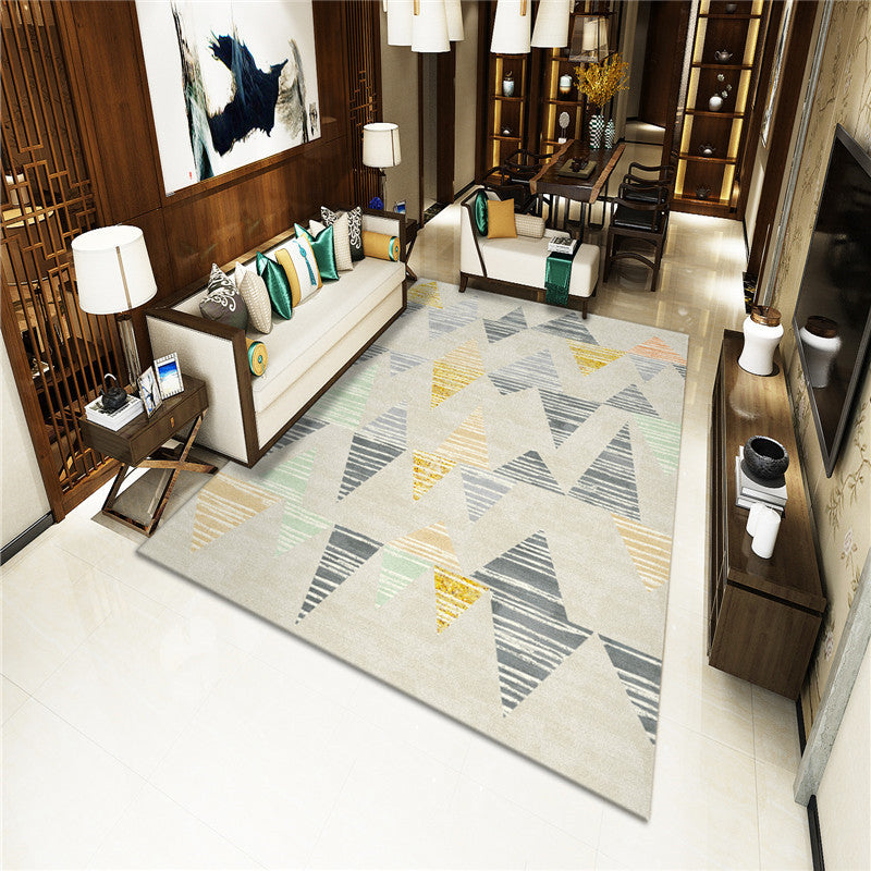 Light Gray Modern Rug Polyester Stripe Indoor Rug Stain Resistant Rug for Home Decor