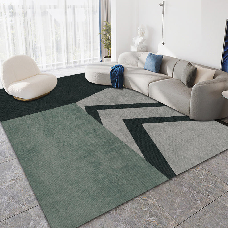 Modern Living Room Carpet Geometric Pattern Polyester Area Rug Non-Slip Backing Area Rug