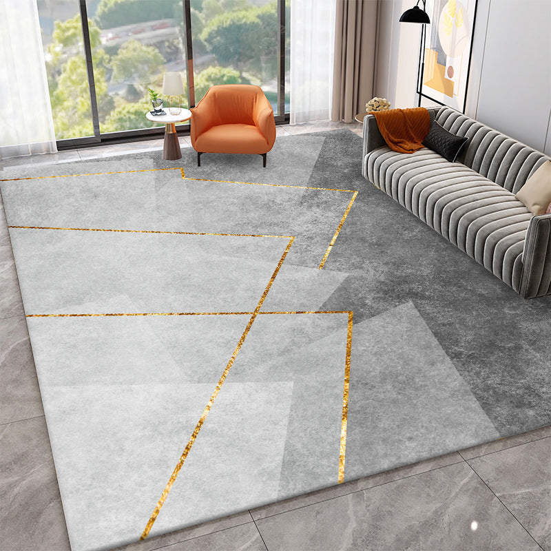 Stijlvolle moderne tapijtgrijs geometrische printruimte Tapijten Polyester Niet-slip achterste tapijt voor thuisdecoratie