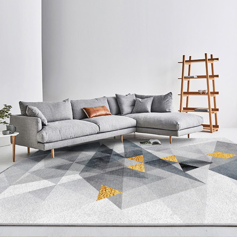 Stijlvolle moderne tapijtgrijs geometrische printruimte Tapijten Polyester Niet-slip achterste tapijt voor thuisdecoratie