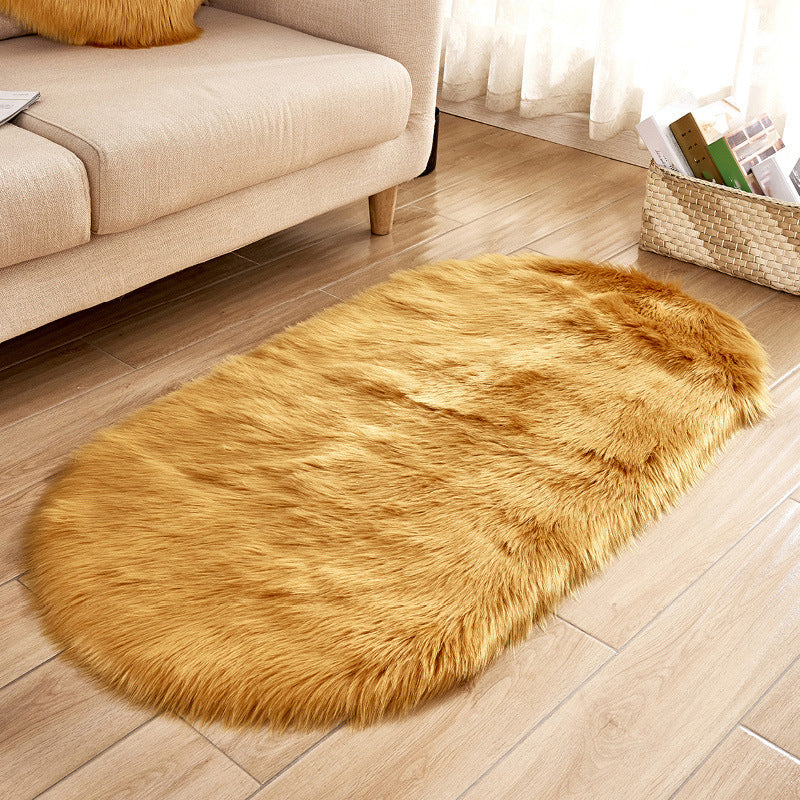 Minimalist Area Rug Simple Plain Carpet Polyester Living Room Shag Rug with Non-Slip Backing