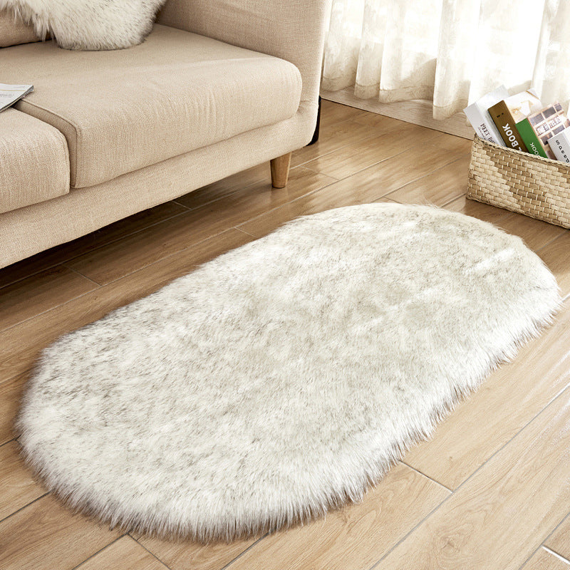 Minimalist Area Rug Simple Plain Carpet Polyester Living Room Shag Rug with Non-Slip Backing
