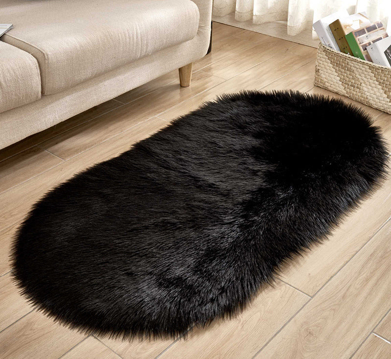 Minimalist Area Rug Simple Plain Carpet Polyester Living Room Shag Rug with Non-Slip Backing