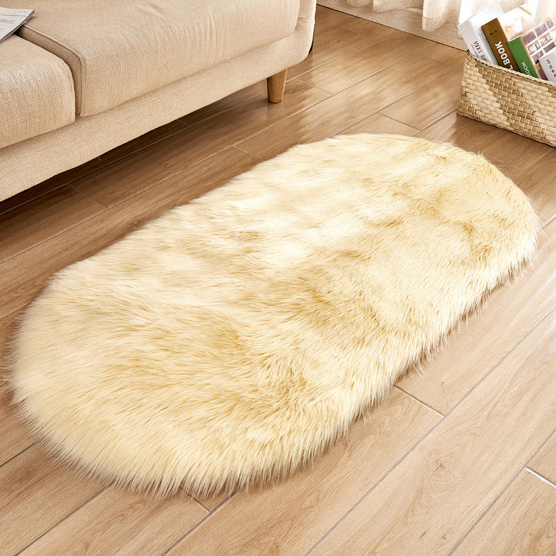 Minimalist Area Rug Simple Plain Carpet Polyester Living Room Shag Rug with Non-Slip Backing