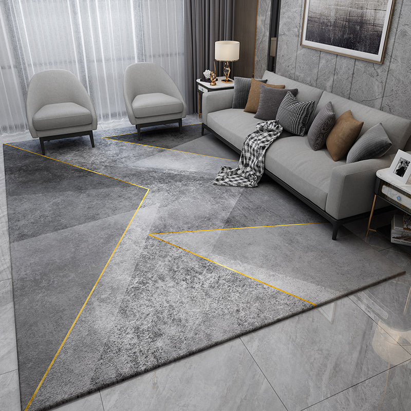 Moderne woonkamer tapijt grijs grijs polyester gebied tapijt geometrisch patroon vlekken resistent tapijt