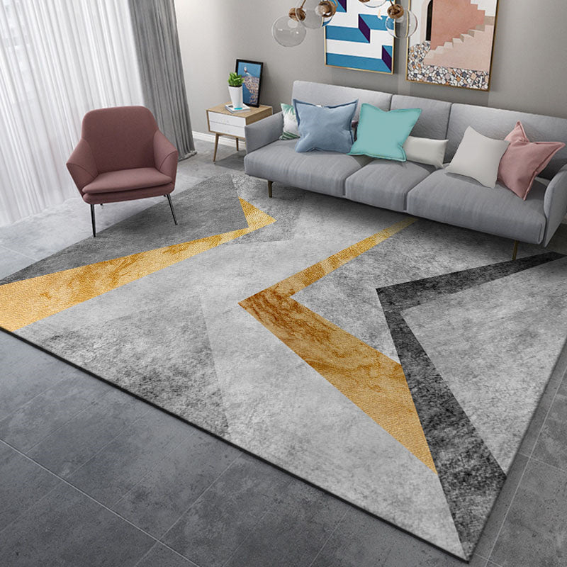 Alfombra de sala de estar moderna alfombra de área de poliéster gris alfombra geométrica resistente al patrón geométrico
