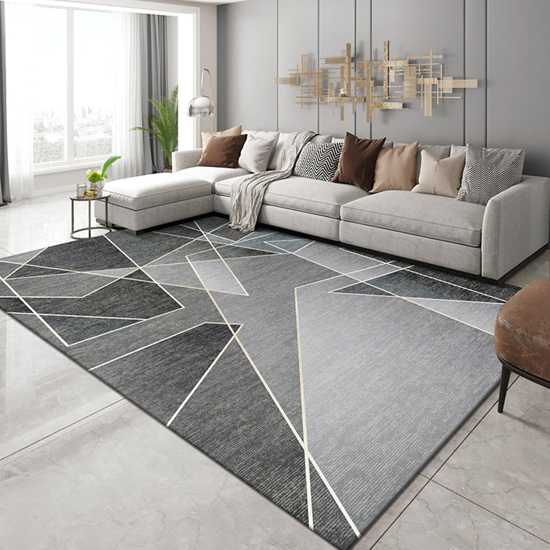 Moderne woonkamer tapijt grijs grijs polyester gebied tapijt geometrisch patroon vlekken resistent tapijt