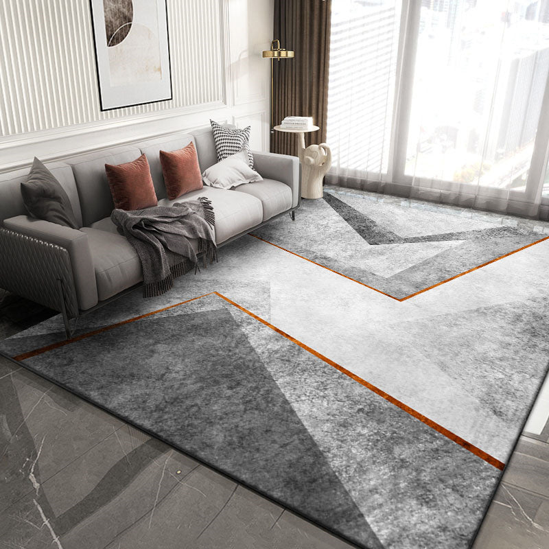 Fancy Modern Carpet Grey Geometric Orint Rug Polyester Anti-Slip Area Rug for Living Room