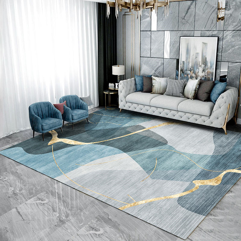Fancy Modern Carpet Grey Geometric Orint Rug Polyester Anti-Slip Area Rug for Living Room