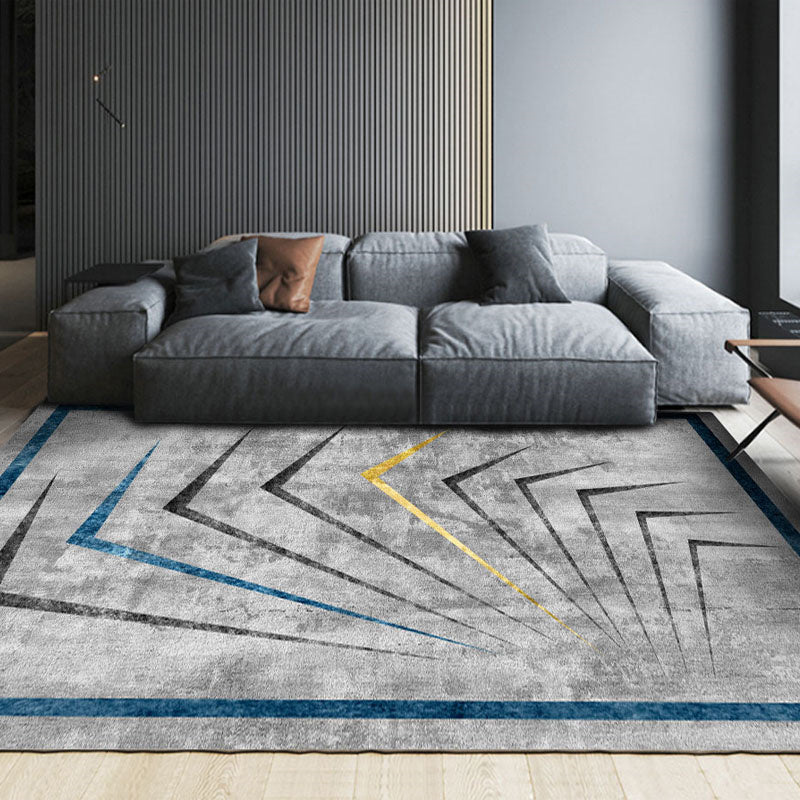 Fancy Modern Carpet Grey Geometric Orint Rug Polyester Anti-Slip Area Rug for Living Room