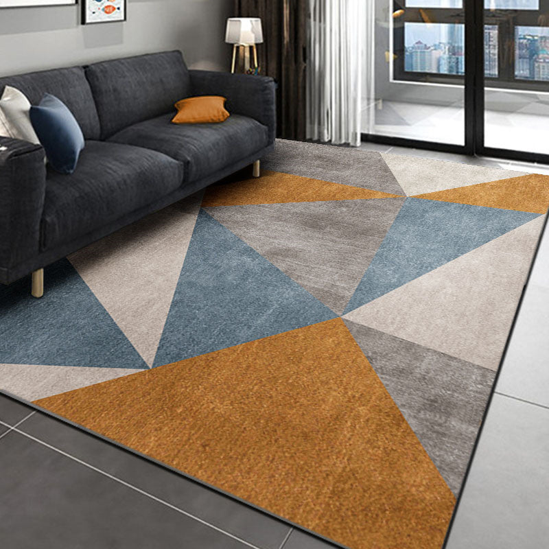 Fancy Modern Carpet Grey Geometric Orint Rug Polyester Anti-Slip Area Rug for Living Room