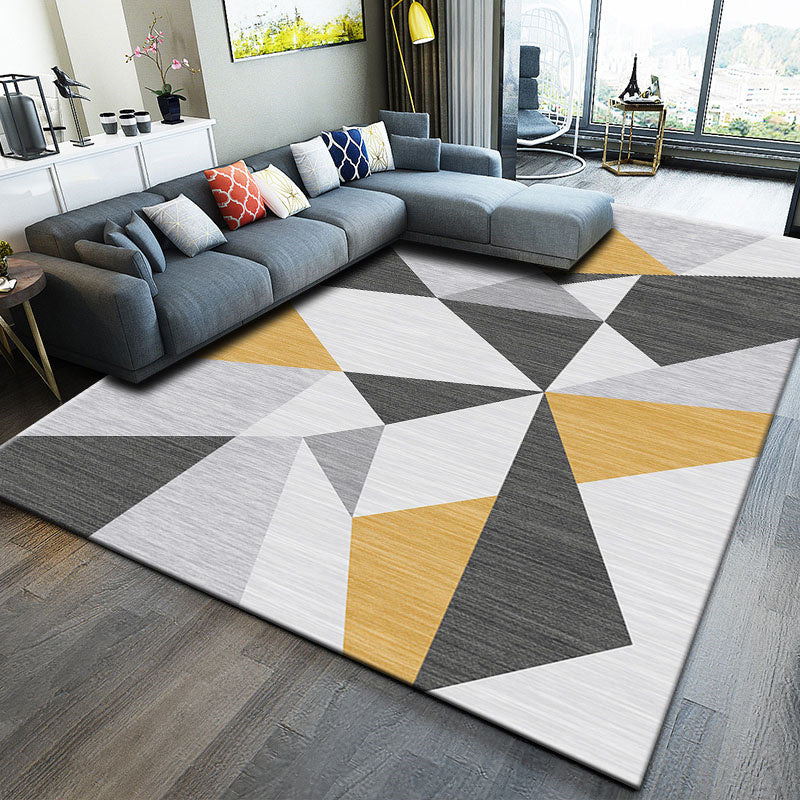 Fancy Modern Carpet Grey Geometric Orint Rug Polyester Anti-Slip Area Rug for Living Room