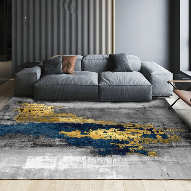 Fancy Modern Carpet Grey Geometric Orint Rug Polyester Anti-Slip Area Rug for Living Room