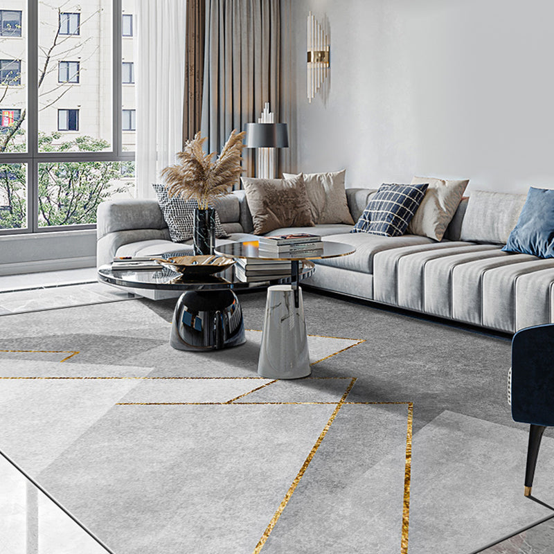 Grijs modern tapijt geometrisch patroon polyester gebied tapijt niet-slip achterste ruggebied tapijt voor woningdecoratie