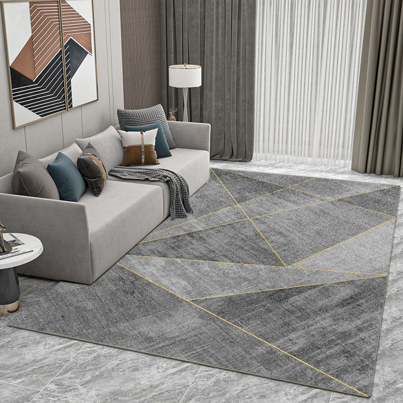 Grijs modern tapijt geometrisch patroon polyester gebied tapijt niet-slip achterste ruggebied tapijt voor woningdecoratie