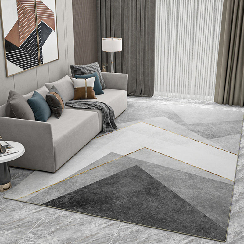 Grijs modern tapijt geometrisch patroon polyester gebied tapijt niet-slip achterste ruggebied tapijt voor woningdecoratie