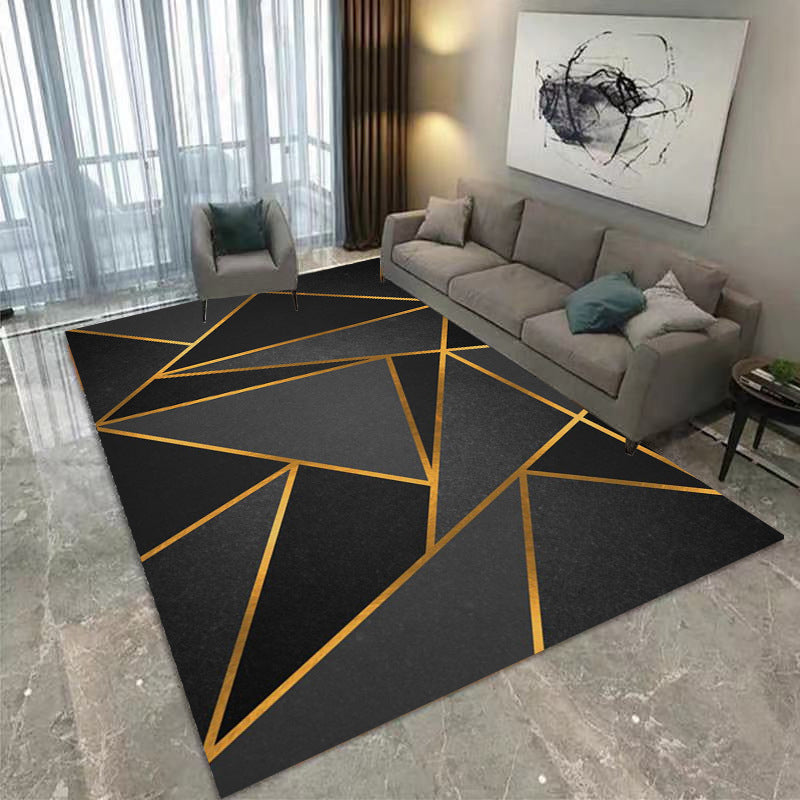 Zwart modern tapijt polyester abstract patroon binnen tapijt niet-slip achterste tapijt voor salon