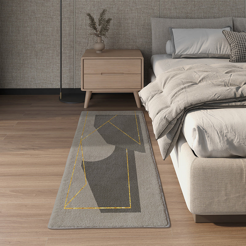Grijs geometrisch patroon tapijt Modern polyester gebied Rug vlekbestendig vloerkleed voor slaapkamer