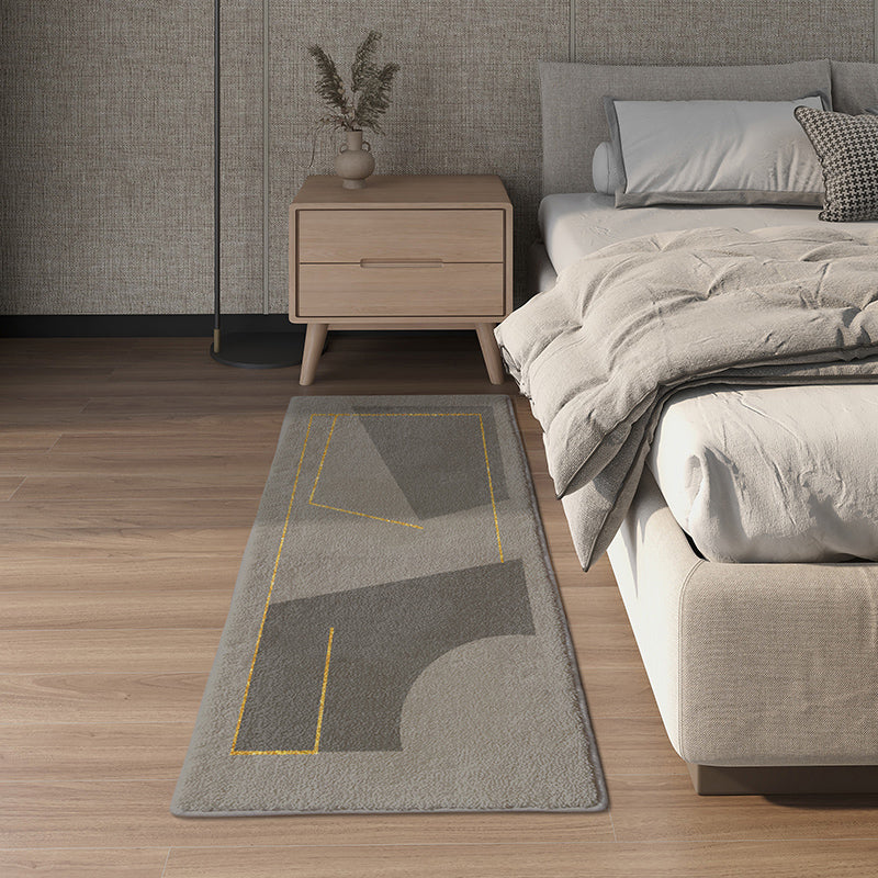 Grijs geometrisch patroon tapijt Modern polyester gebied Rug vlekbestendig vloerkleed voor slaapkamer