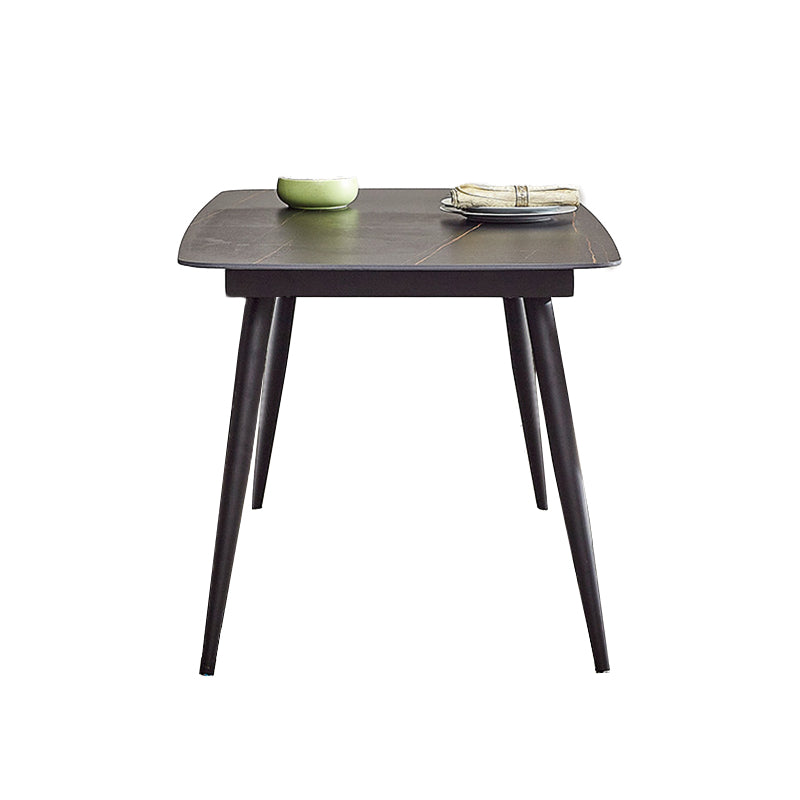 Mesa de comedor rectangular industrial de metal, mesa interior con tapa de piedra sinterizada para comedor