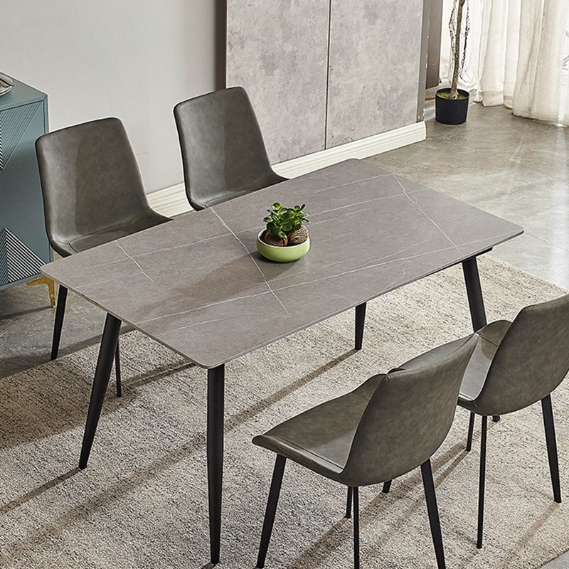 Mesa de comedor rectangular industrial de metal, mesa interior con tapa de piedra sinterizada para comedor