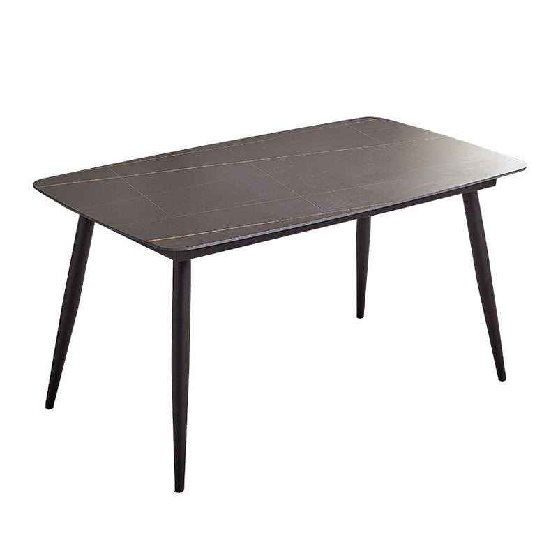 Mesa de comedor rectangular industrial de metal, mesa interior con tapa de piedra sinterizada para comedor