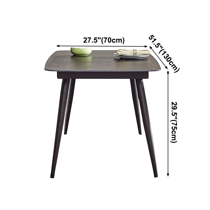 Mesa de comedor rectangular industrial de metal, mesa interior con tapa de piedra sinterizada para comedor