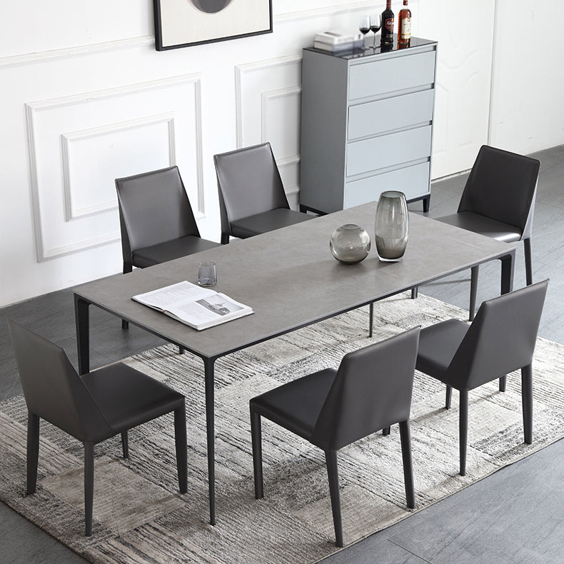 Mesa de comedor de piedra sinterizada de estilo industrial Mesa Base Metálica Mesa Rectángulo