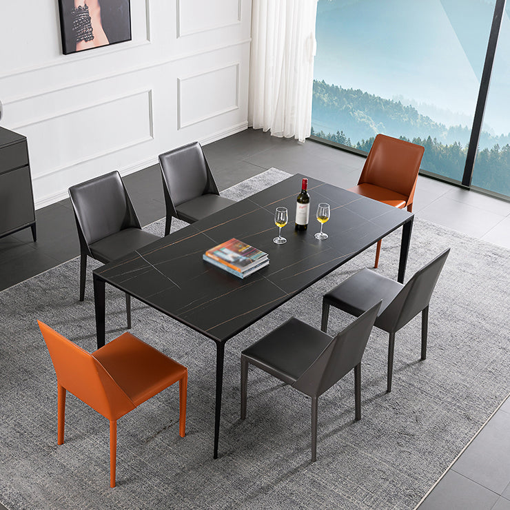 Mesa de comedor de piedra sinterizada de estilo industrial Mesa Base Metálica Mesa Rectángulo
