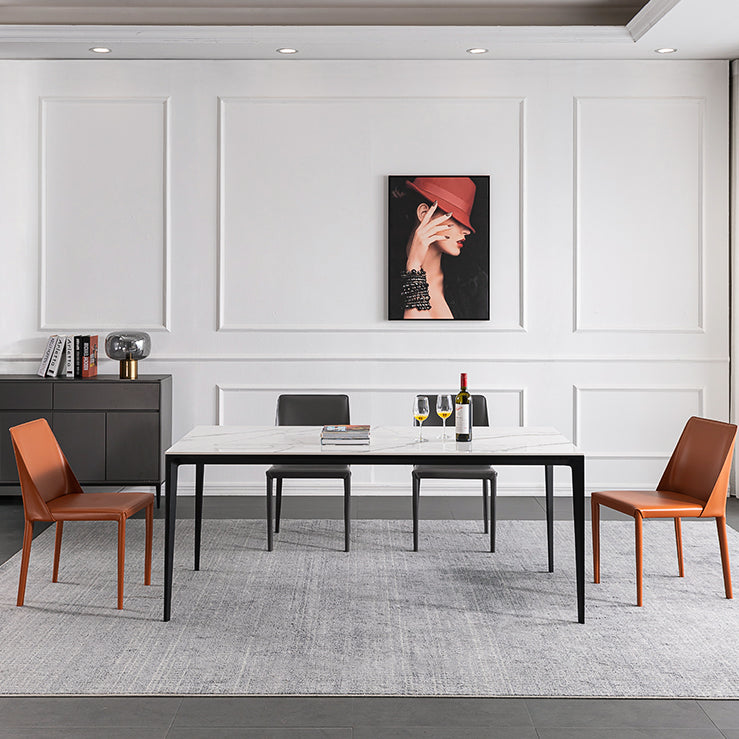 Mesa de comedor de piedra sinterizada de estilo industrial Mesa Base Metálica Mesa Rectángulo