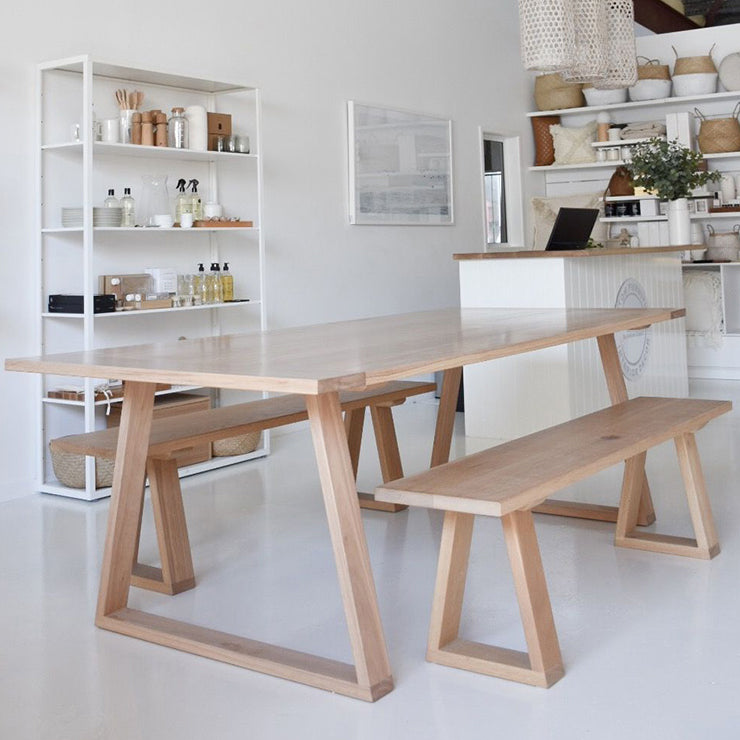 Tavolo da pranzo in legno massiccio glam kaki tavolo da pranzo cucina rettangolo con doppia basi di piedistallo