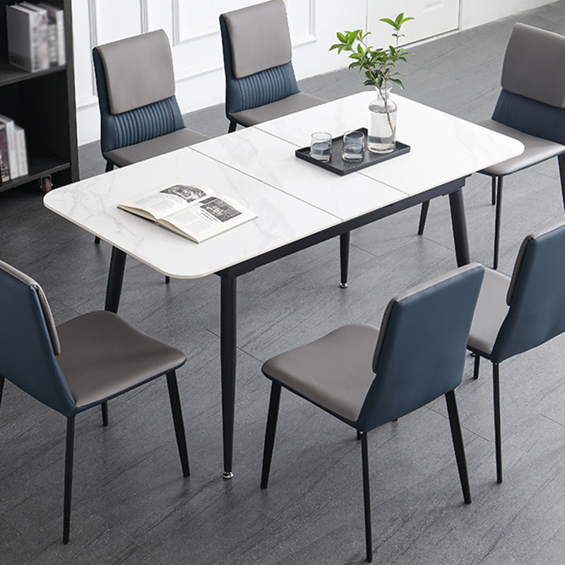 4-foot Stone Dinette Table Industrial Style Rectangle Dining Table with Drop Leaf