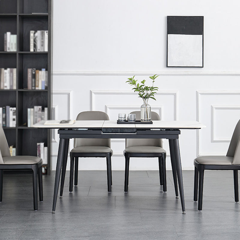 4-foot Stone Dinette Table Industrial Style Rectangle Dining Table with Drop Leaf