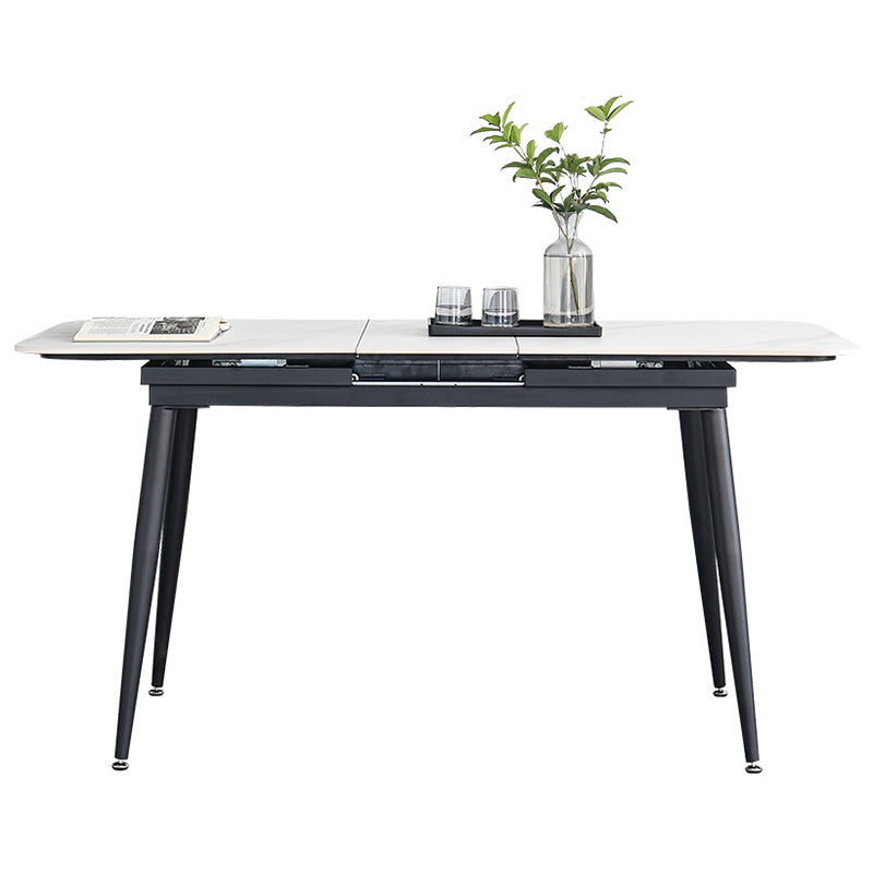 4-foot Stone Dinette Table Industrial Style Rectangle Dining Table with Drop Leaf