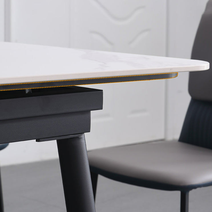 4-foot Stone Dinette Table Industrial Style Rectangle Dining Table with Drop Leaf