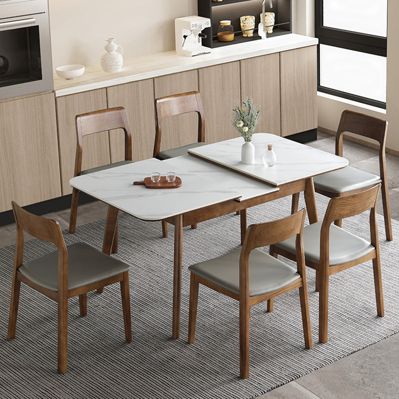 Table de salle à manger en pierre extensible rectangulaire Table de dinette de luxe traditionnelle à 4 pieds