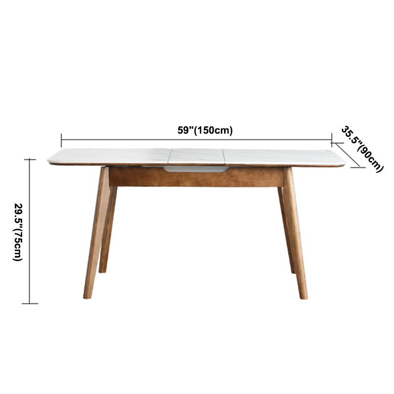 Table de salle à manger en pierre extensible rectangulaire Table de dinette de luxe traditionnelle à 4 pieds