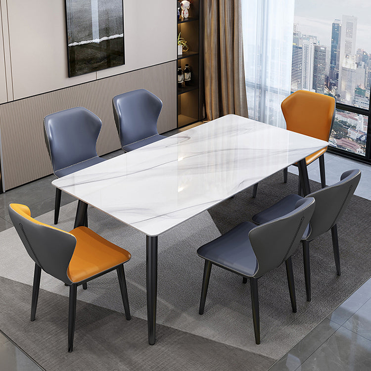 Table à manger en pierre industrielle industrielle table rectangle de base en acier en carbone pour la maison